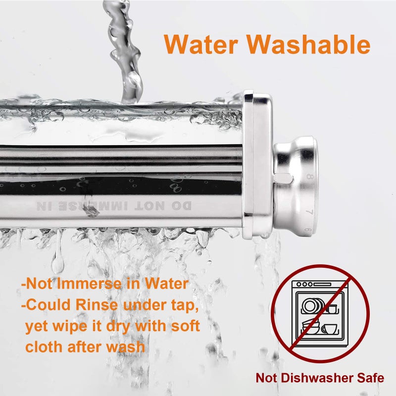 InnoMoon ملحق صانع المعكرونة لخلاطات كيتشن إيد، من الفولاذ المقاوم للصدأ، يتضمن أسطوانة ورق المعكرونة، سباغيتي وفوتشيني، ملحق كشط العجين من إينومون - Image 4